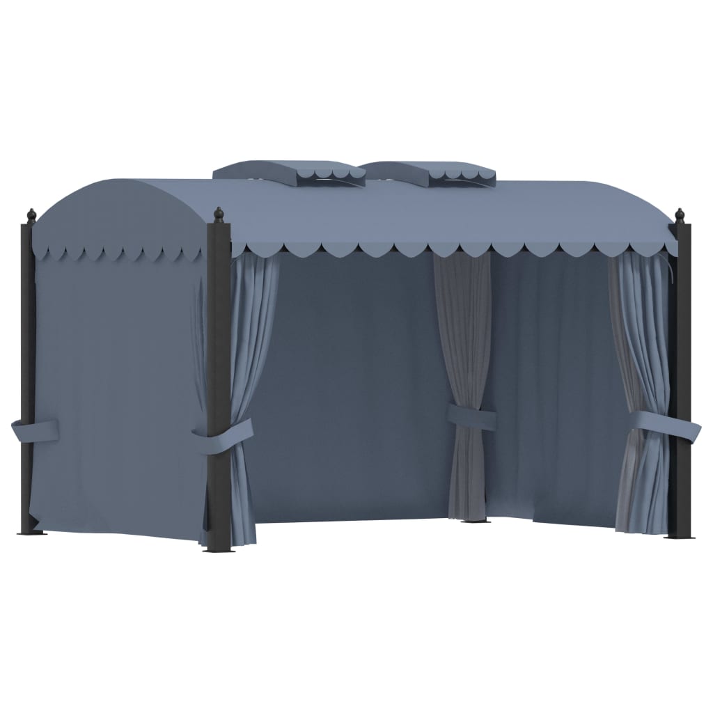 vidaXL Altana ogrodowa z zasłonami, 3 x 4 m, antracytowa, aluminium