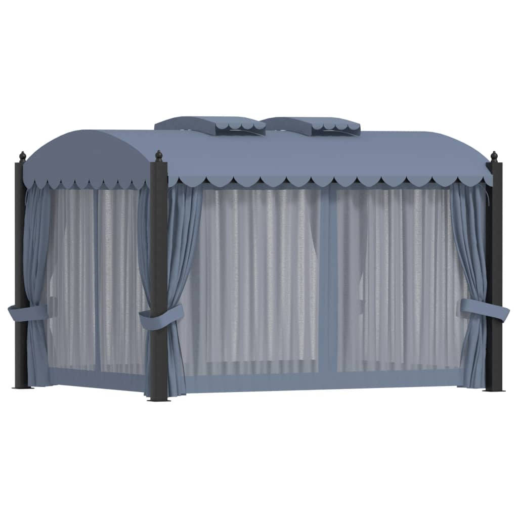 vidaXL Altana ogrodowa z zasłonami, 3 x 4 m, antracytowa, aluminium
