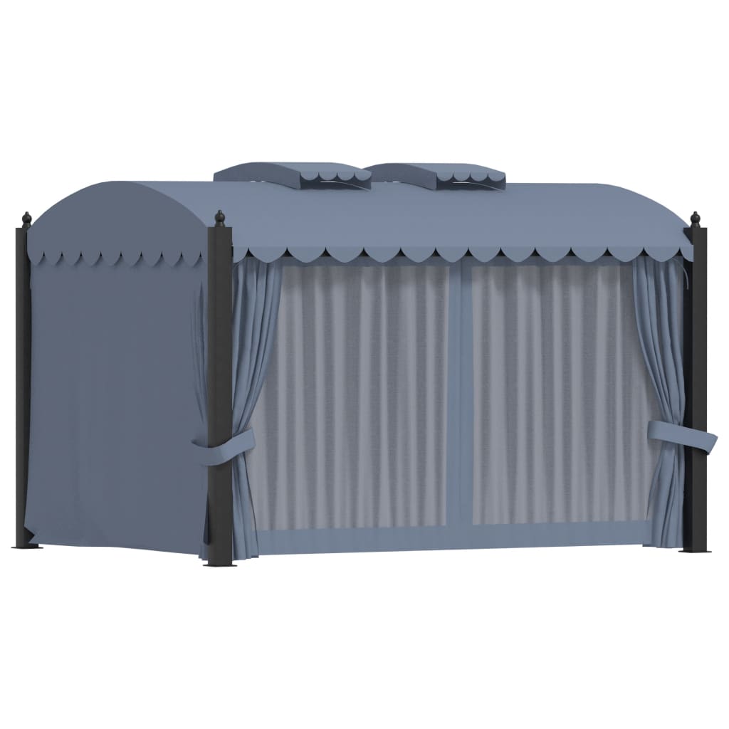 vidaXL Altana ogrodowa z zasłonami, 3 x 4 m, antracytowa, aluminium
