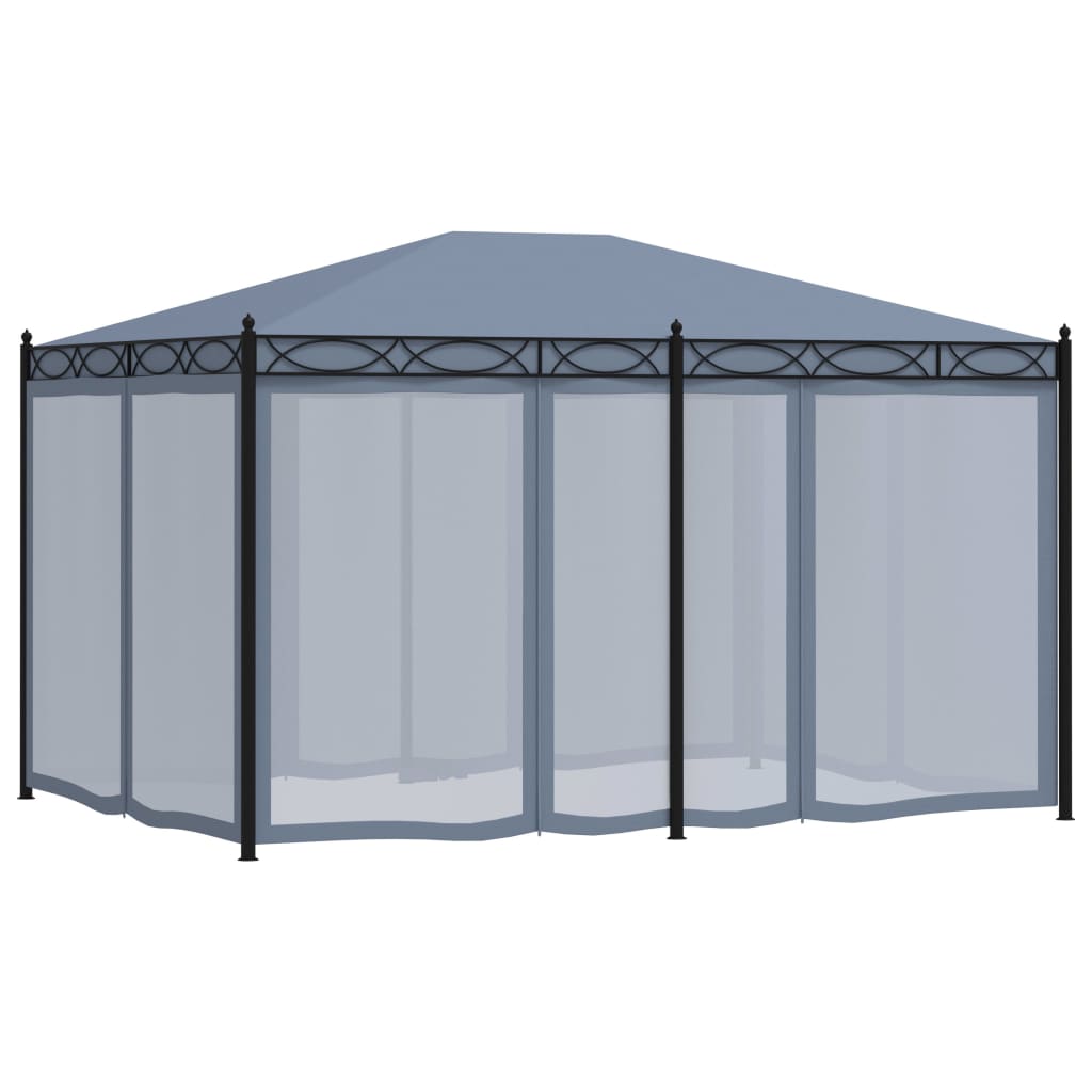 vidaXL Altana ogrodowa z zasłonami z siatki, 3x4 m, antracytowa, stal