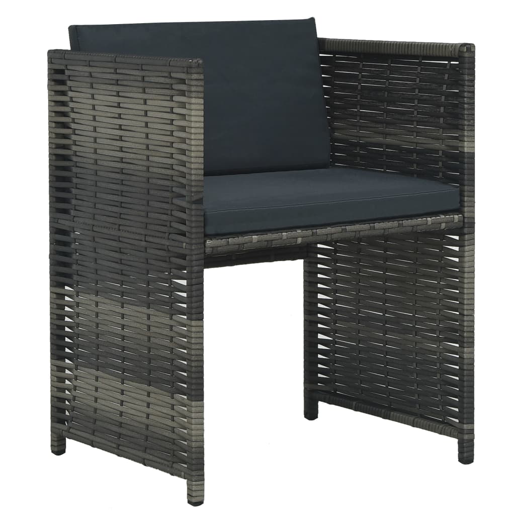 vidaXL 3-cz. zestaw mebli bistro z poduszkami, rattan PE, szary