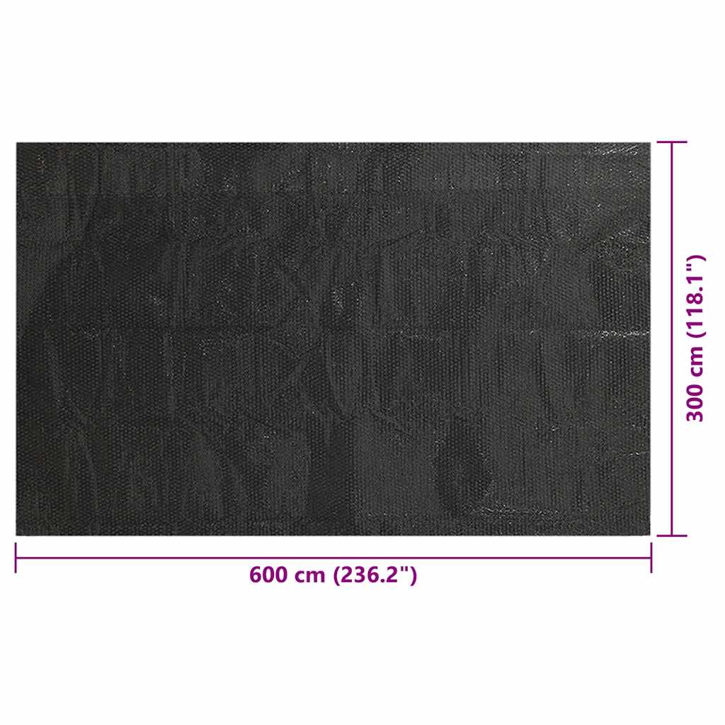 vidaXL Pokrywa na basen, czarna, 600 x 300 cm, PE