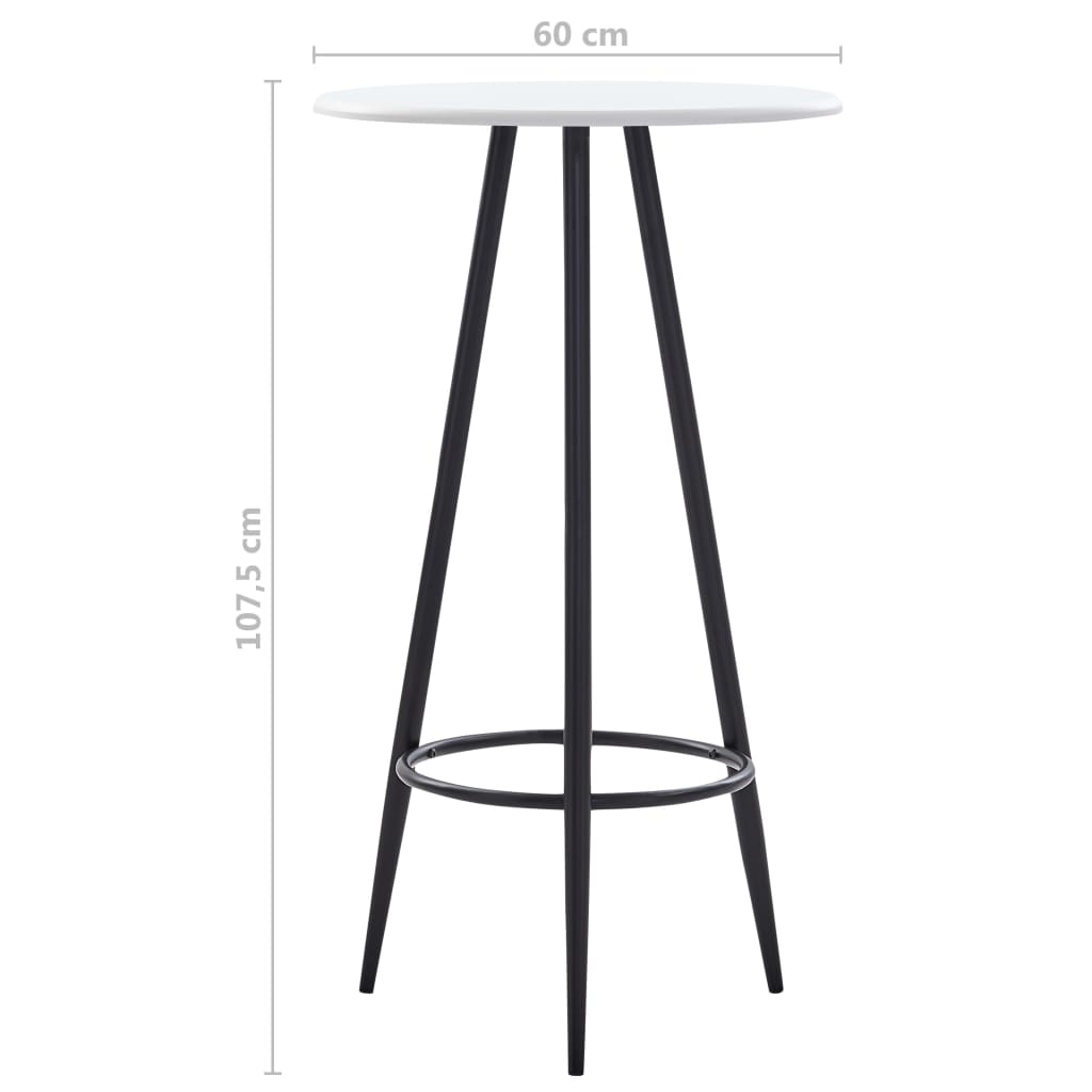 vidaXL Stolik barowy, biały, 60 x 107,5 cm, MDF