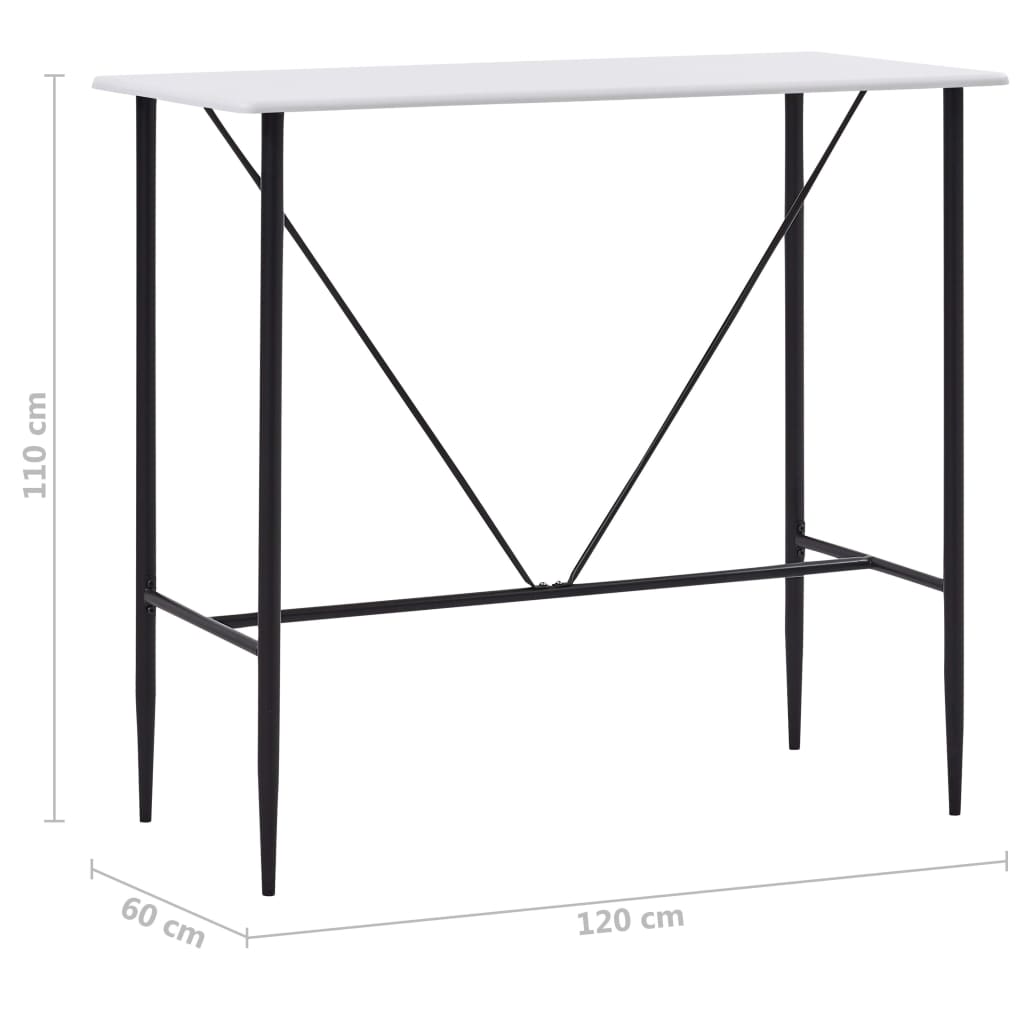 vidaXL Stolik barowy, biały, 120 x 60 x 110 cm, MDF