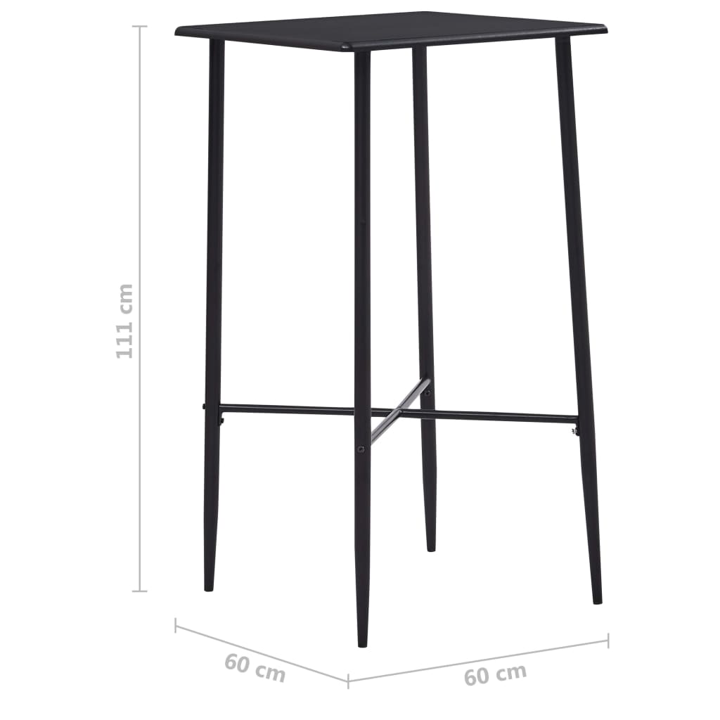 vidaXL Stolik barowy, czarny, 60 x 60 x 111 cm, MDF