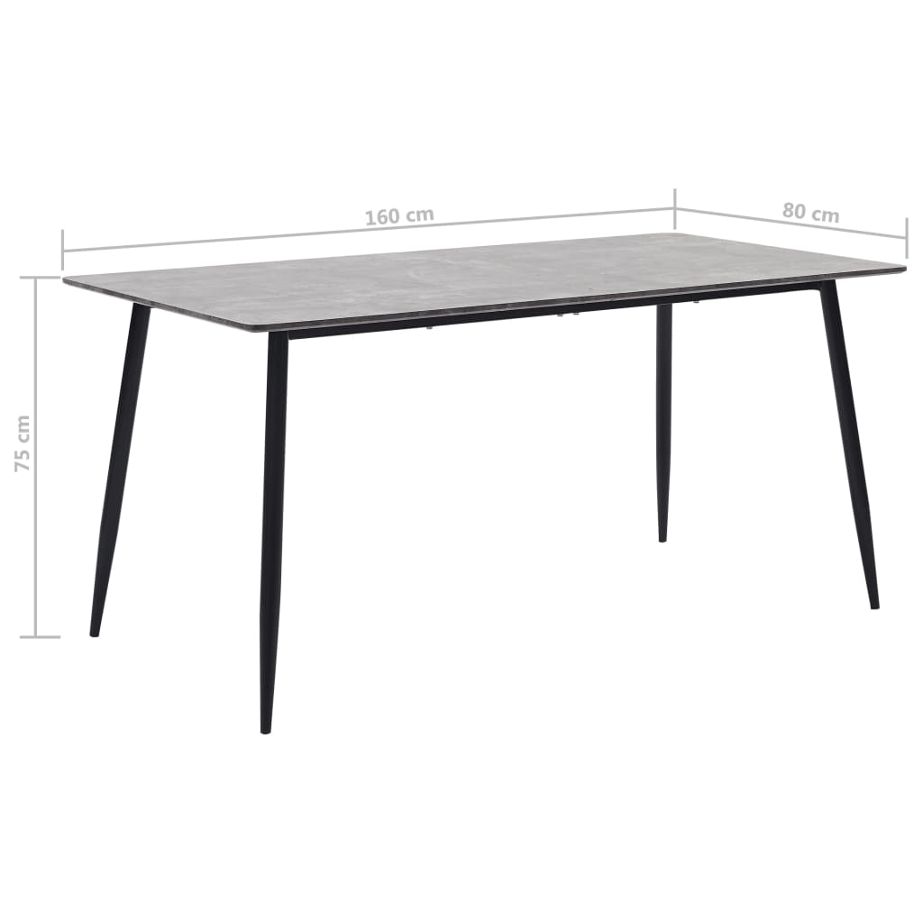 vidaXL Stół jadalniany, szary, 160 x 80 x 75 cm, MDF