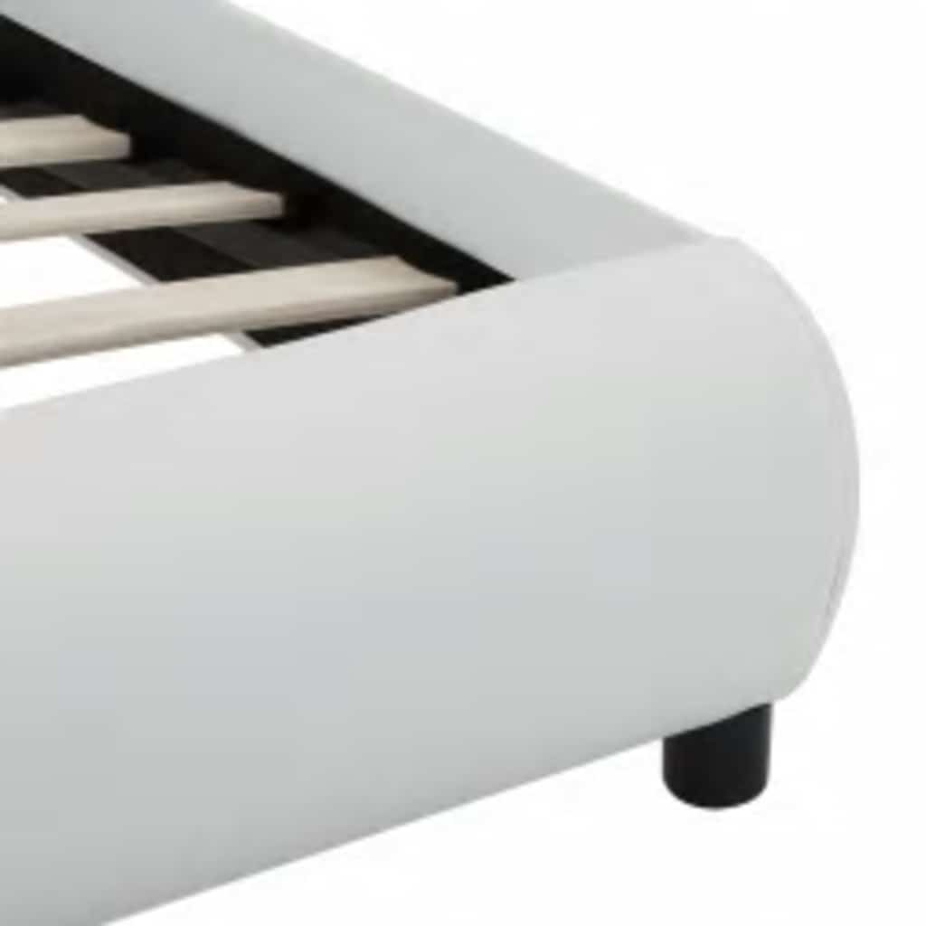 vidaXL Rama łóżka z LED, biała, sztuczna skóra, 90 x 200 cm