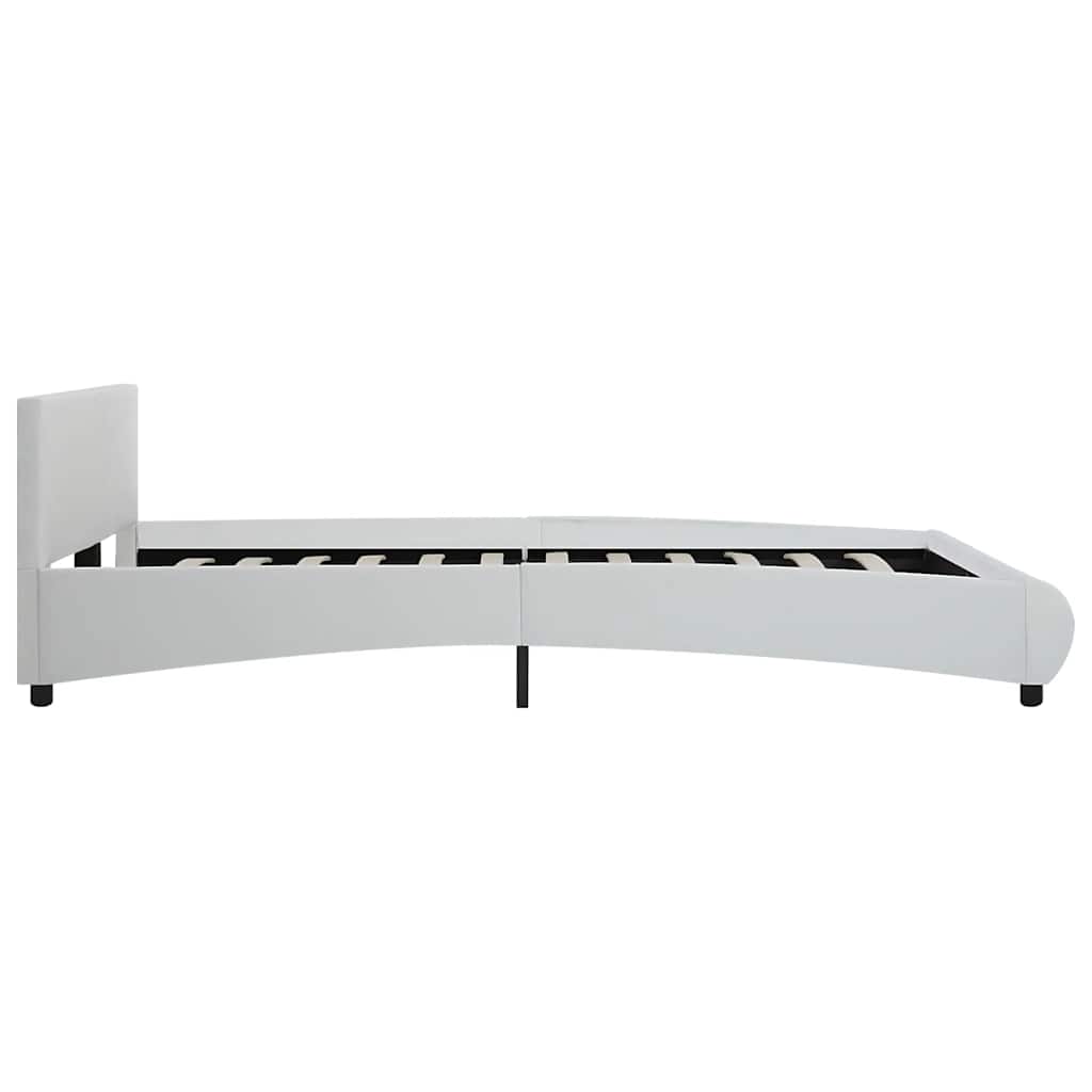 vidaXL Rama łóżka z LED, biała, sztuczna skóra, 160 x 200 cm