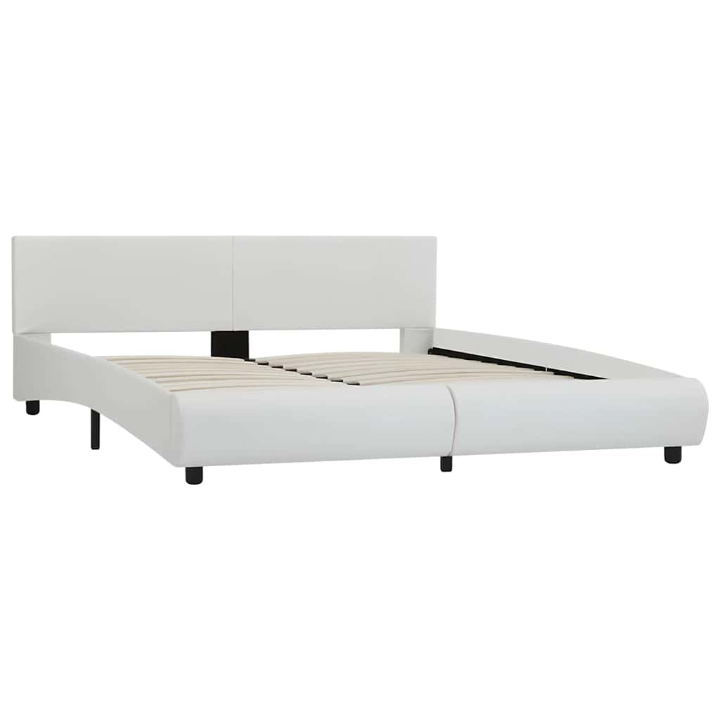 vidaXL Rama łóżka z LED, biała, sztuczna skóra, 180 x 200 cm