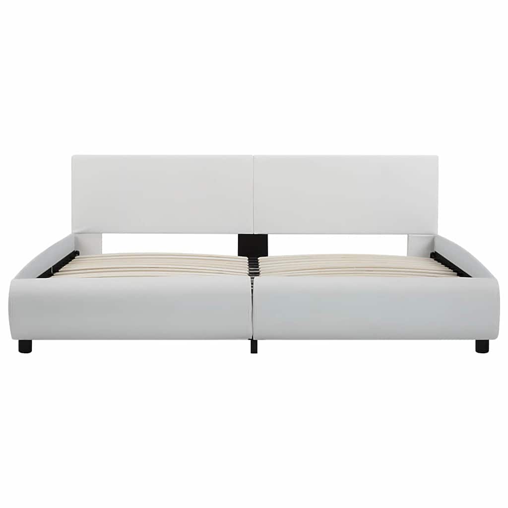vidaXL Rama łóżka z LED, biała, sztuczna skóra, 180 x 200 cm