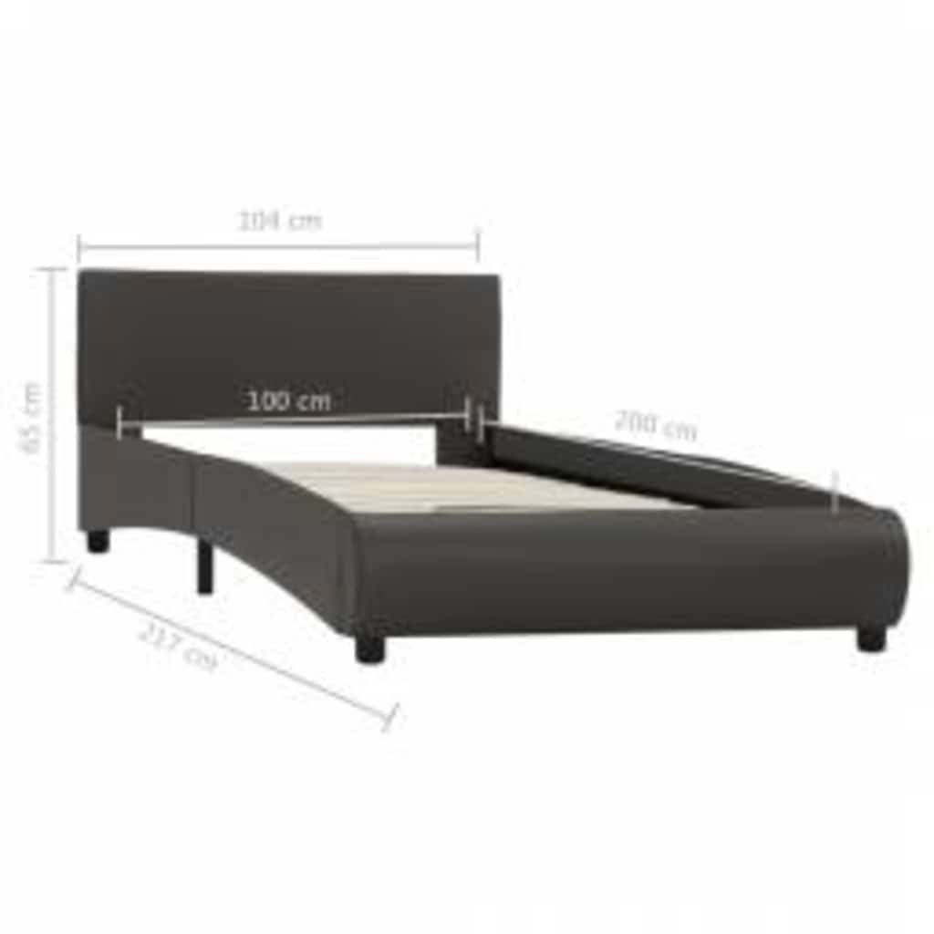 vidaXL Rama łóżka z LED, szara, sztuczna skóra, 100 x 200 cm