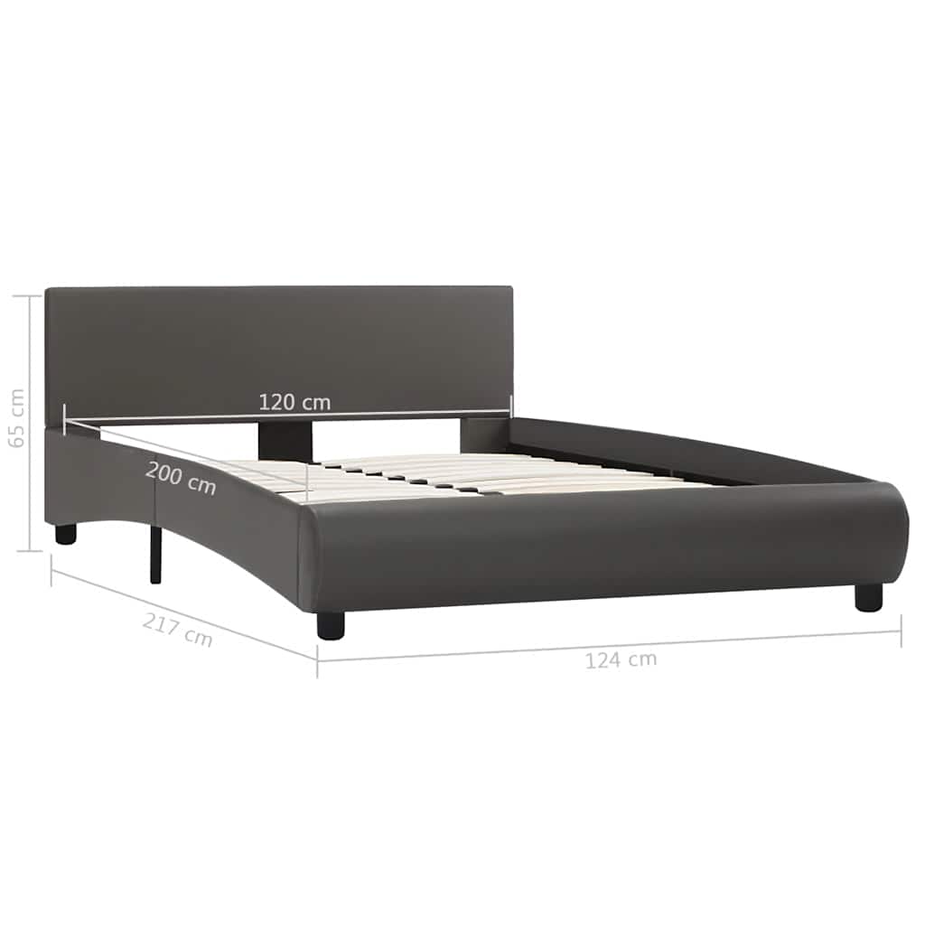 vidaXL Rama łóżka z LED, szara, sztuczna skóra, 120 x 200 cm