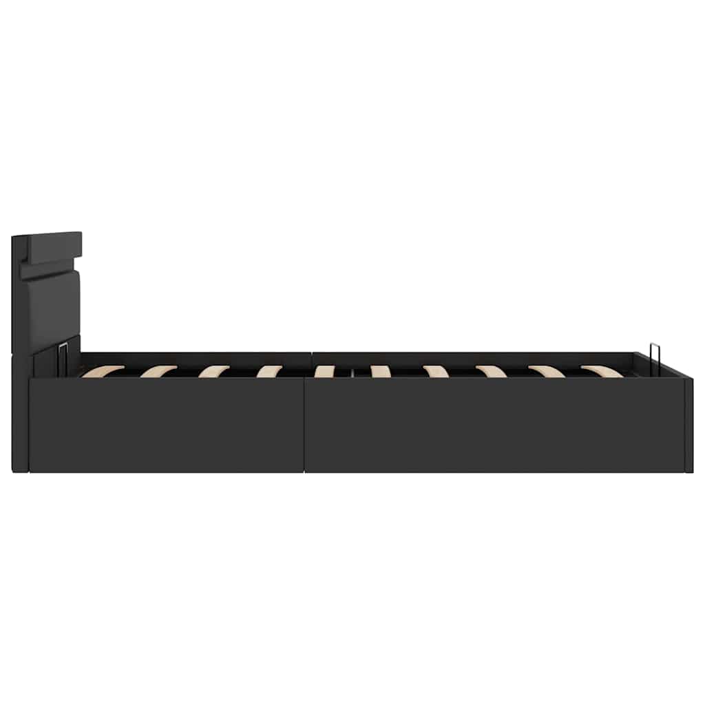 vidaXL Rama łóżka z podnośnikiem i LED, czarna, ekoskóra, 90 x 200 cm