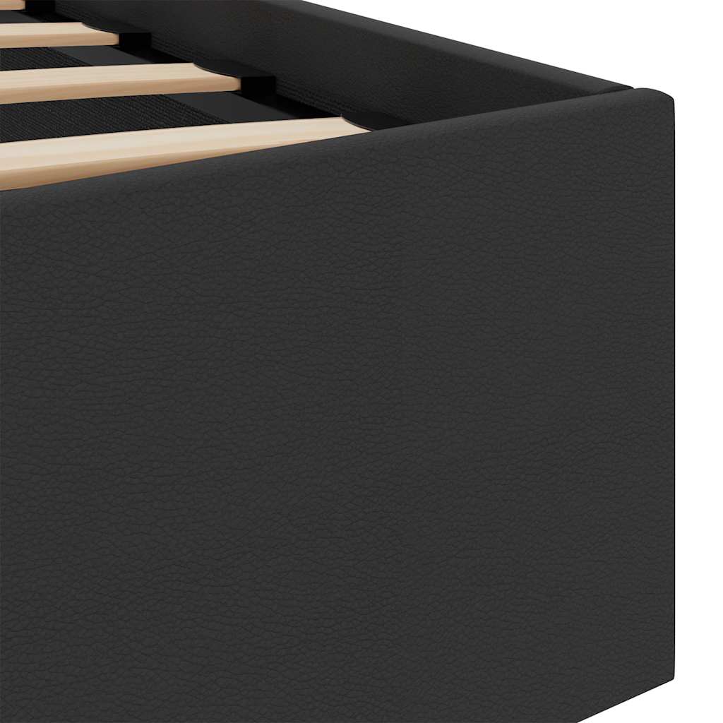 vidaXL Rama łóżka z podnośnikiem i LED, czarna, ekoskóra, 90 x 200 cm