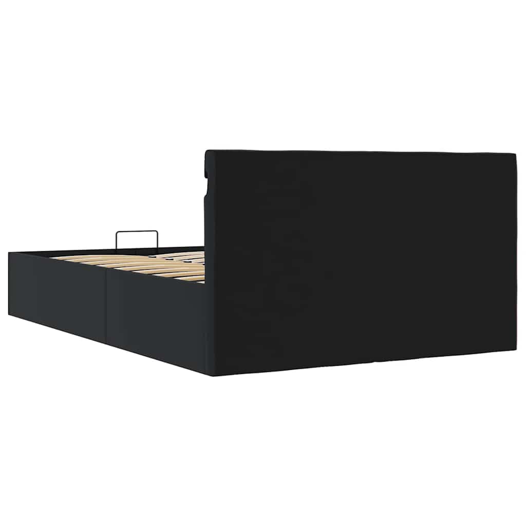 vidaXL Rama łóżka z podnośnikiem i LED, czarna, ekoskóra, 120 x 200 cm