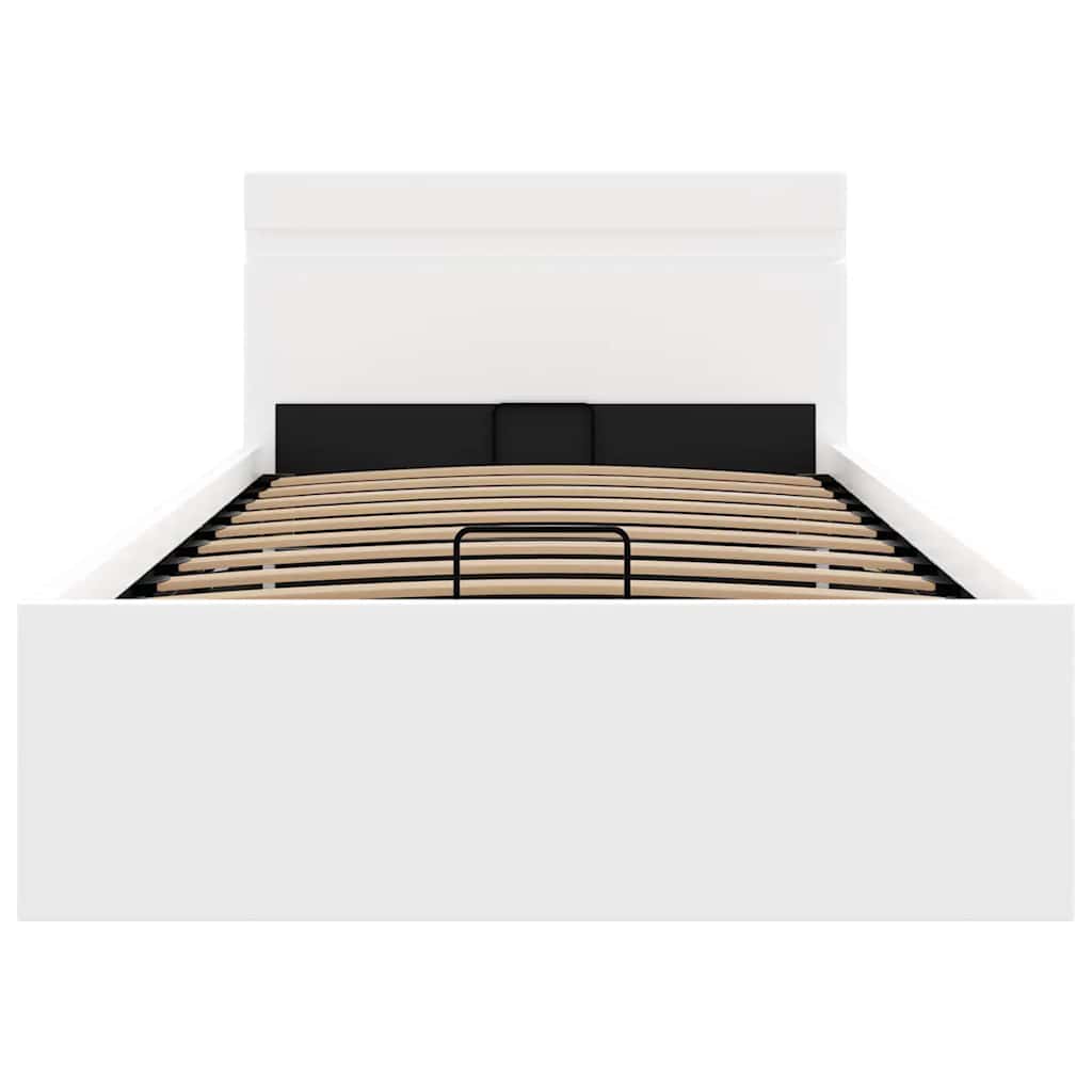 vidaXL Rama łóżka z podnośnikiem i LED, biała, ekoskóra, 90 x 200 cm