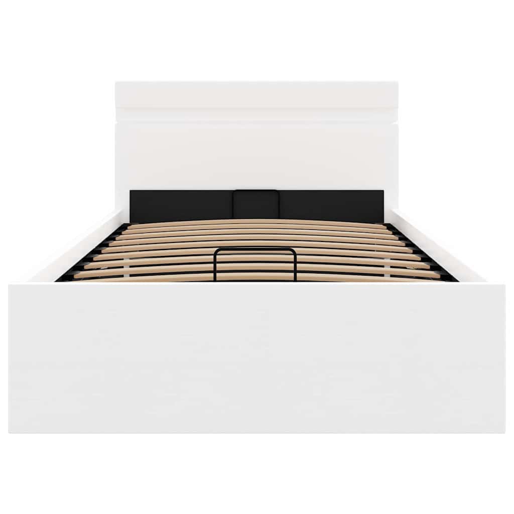 vidaXL Rama łóżka z podnośnikiem i LED, biała, ekoskóra, 100 x 200 cm