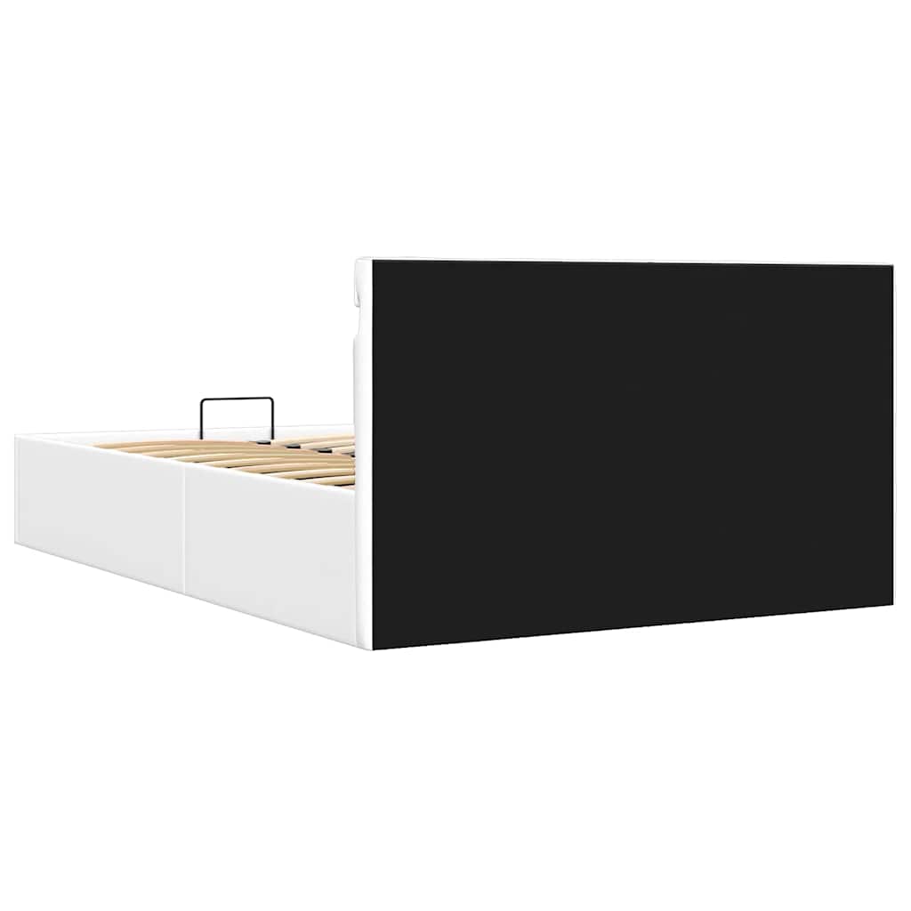 vidaXL Rama łóżka z podnośnikiem i LED, biała, ekoskóra, 140 x 200 cm