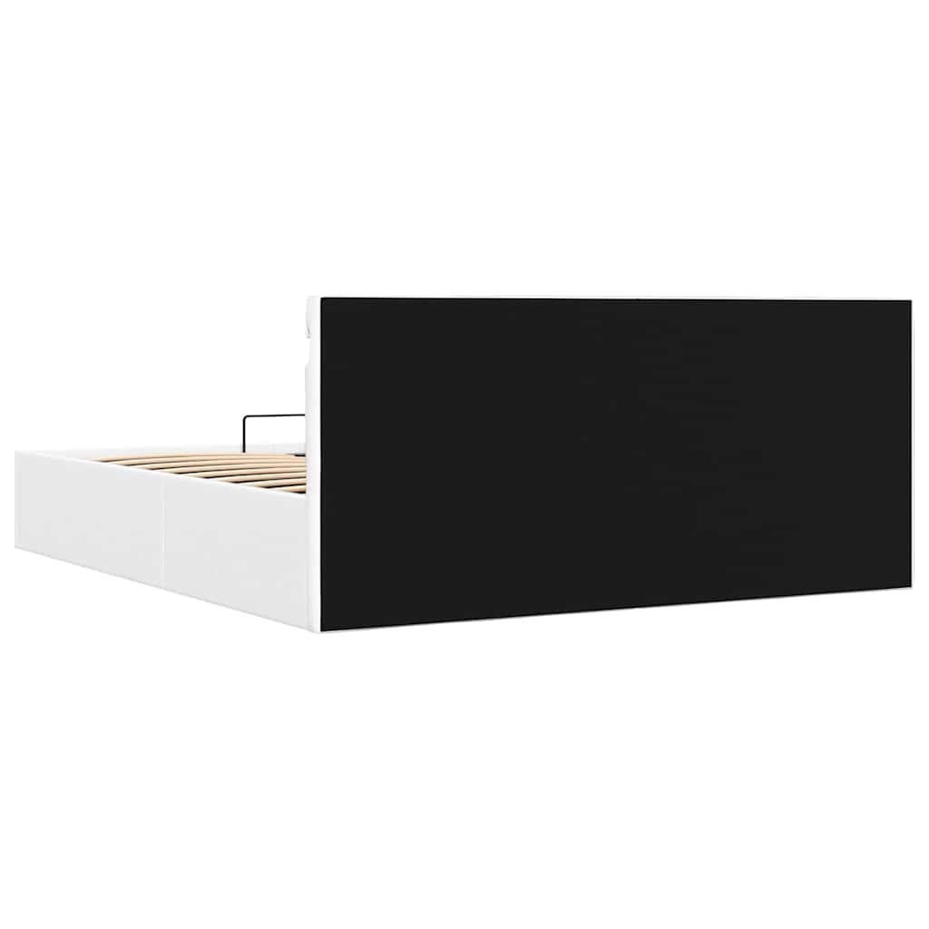 vidaXL Rama łóżka z podnośnikiem i LED, biała, ekoskóra, 160 x 200 cm