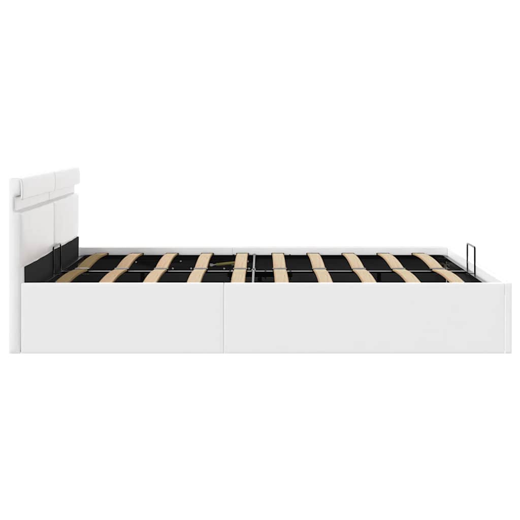 vidaXL Rama łóżka z podnośnikiem i LED, biała, ekoskóra, 180 x 200 cm