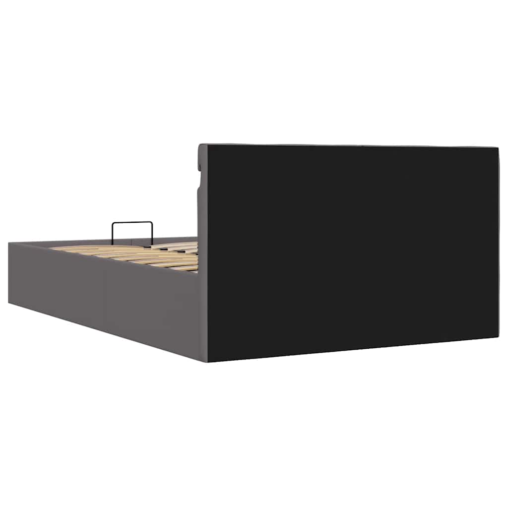 vidaXL Rama łóżka z podnośnikiem i LED, szara, ekoskóra, 140 x 200 cm