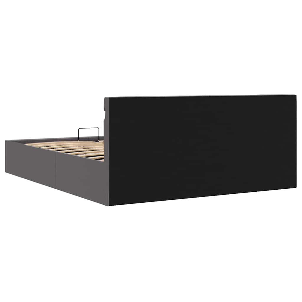 vidaXL Rama łóżka z podnośnikiem i LED, szara, ekoskóra, 160 x 200 cm