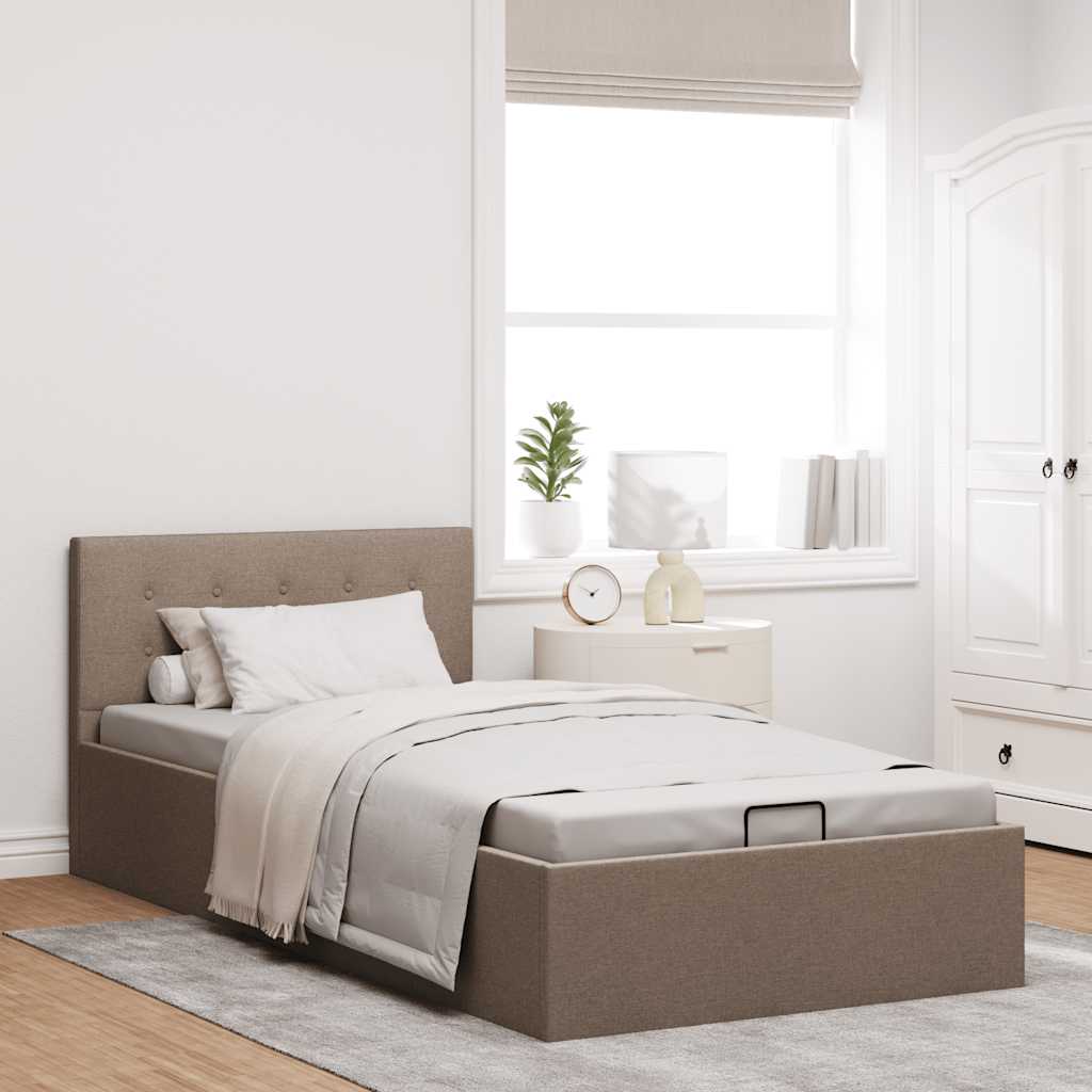 vidaXL Rama łóżka z podnośnikiem, taupe, tkanina, 100 x 200 cm