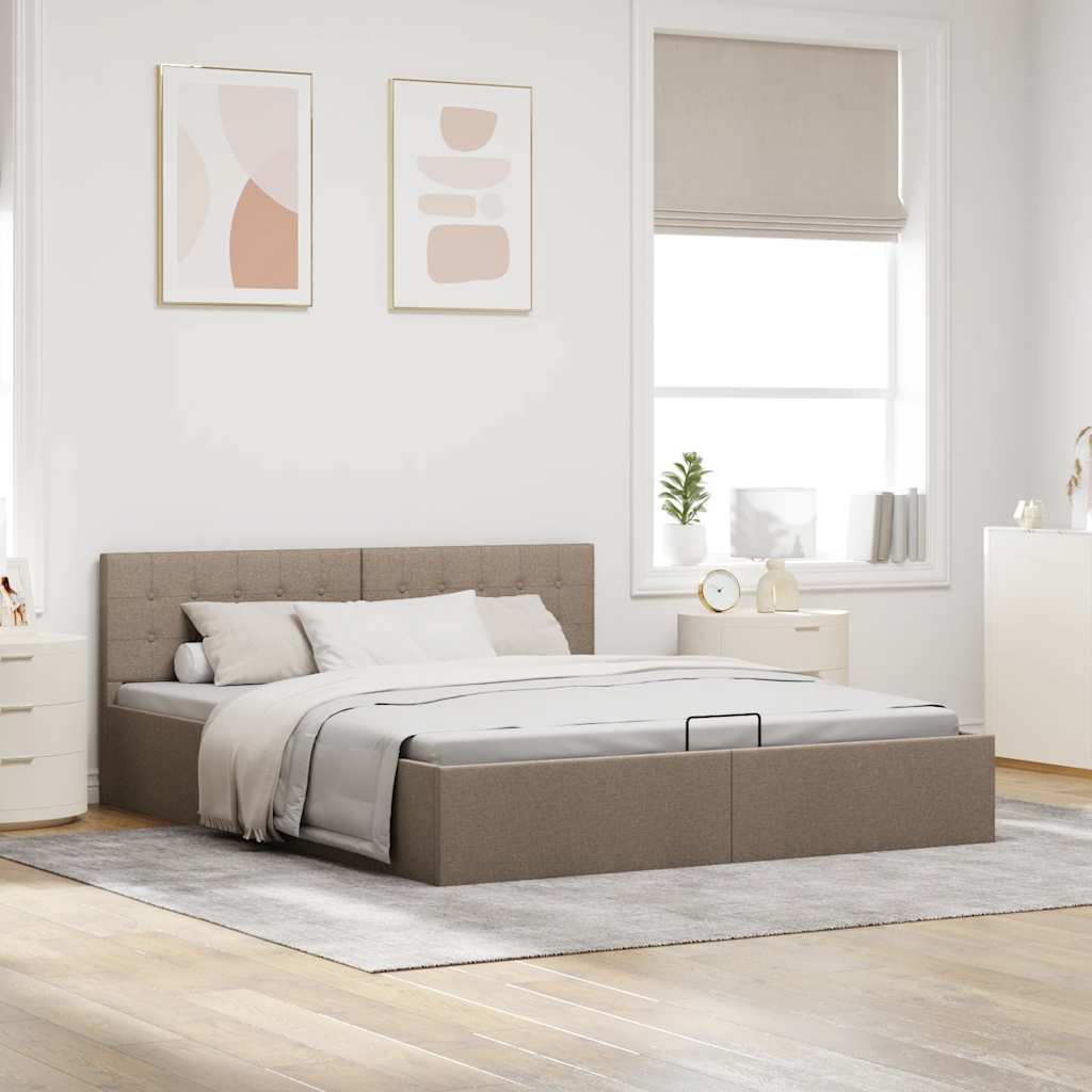 vidaXL Rama łóżka z podnośnikiem, taupe, tkanina, 160 x 200 cm