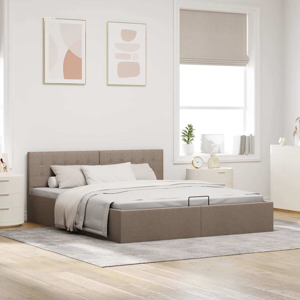 vidaXL Rama łóżka z podnośnikiem, taupe, tkanina, 180 x 200 cm