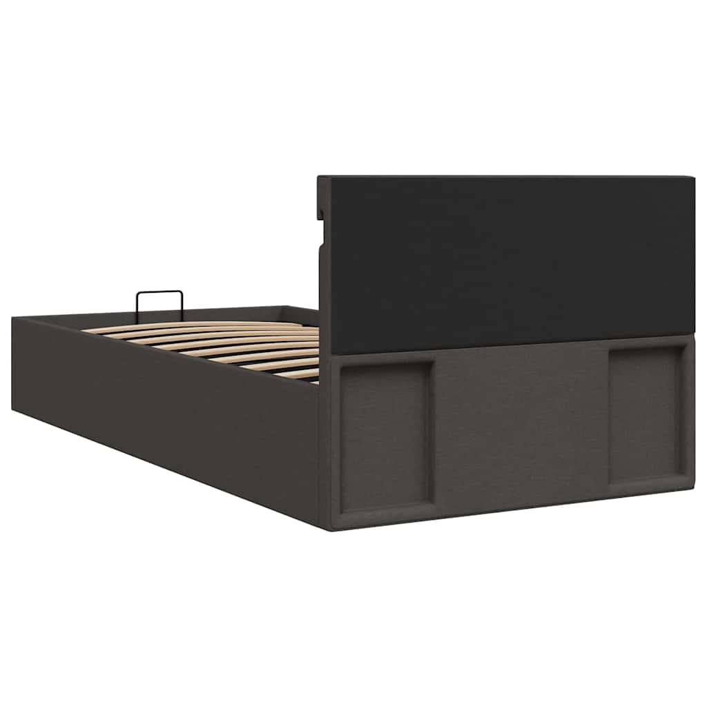 vidaXL Rama łóżka, podnośnik i LED, ciemnoszara, tkanina, 90 x 200 cm