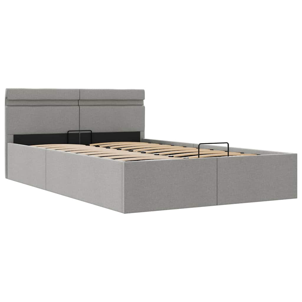 vidaXL Rama łóżka, podnośnik i LED, jasnoszara, tkanina, 120 x 200 cm