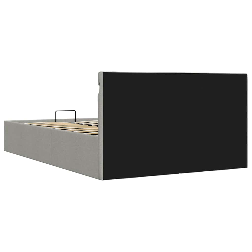 vidaXL Rama łóżka, podnośnik i LED, jasnoszara, tkanina, 120 x 200 cm
