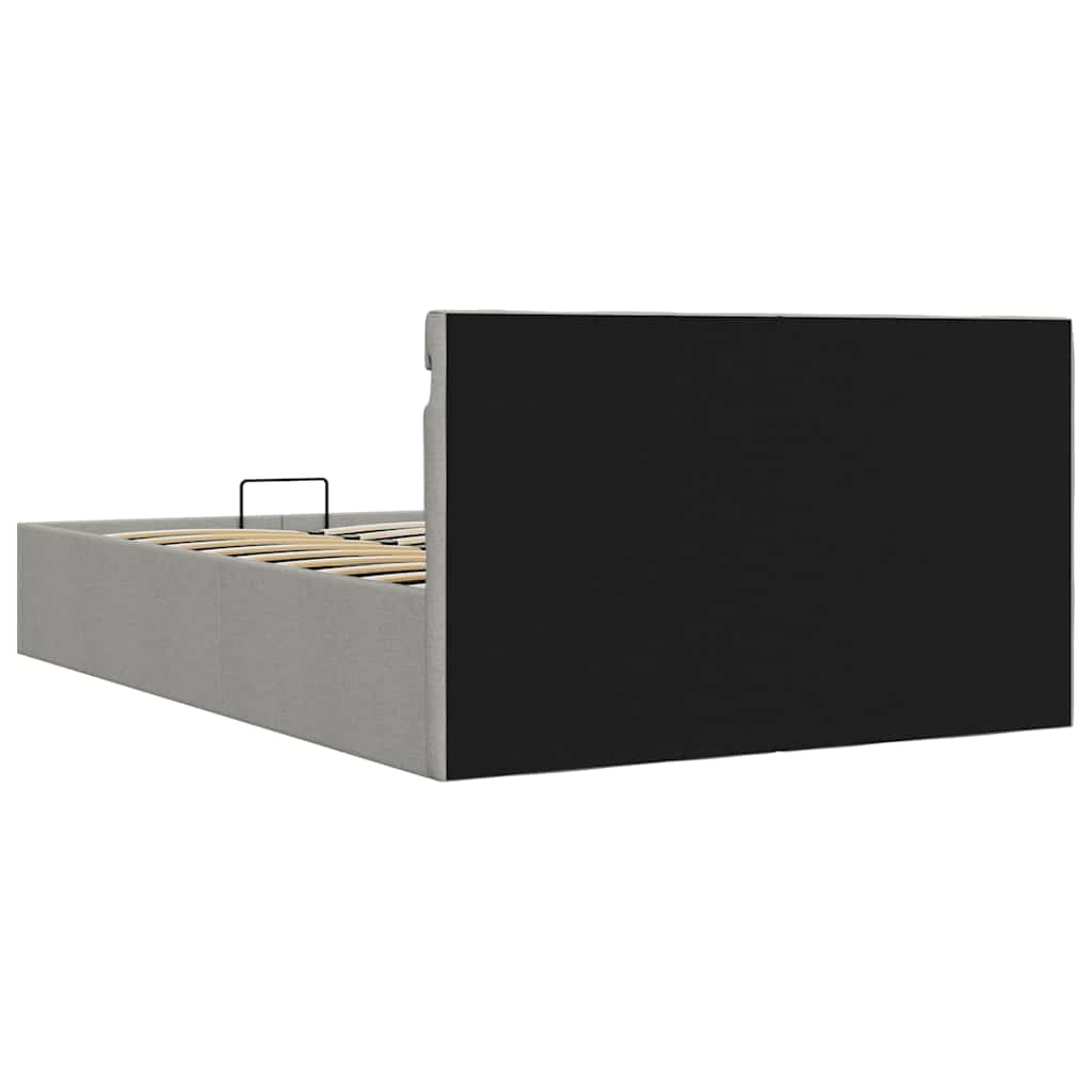 vidaXL Rama łóżka, podnośnik i LED, jasnoszara, tkanina, 140 x 200 cm