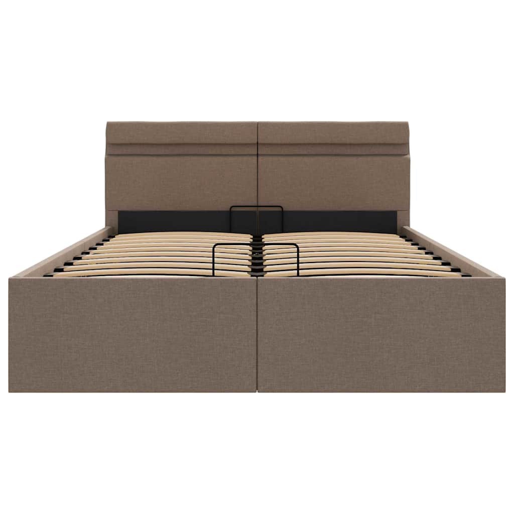 vidaXL Rama łóżka z podnośnikiem i LED, taupe, tkanina, 120 x 200 cm