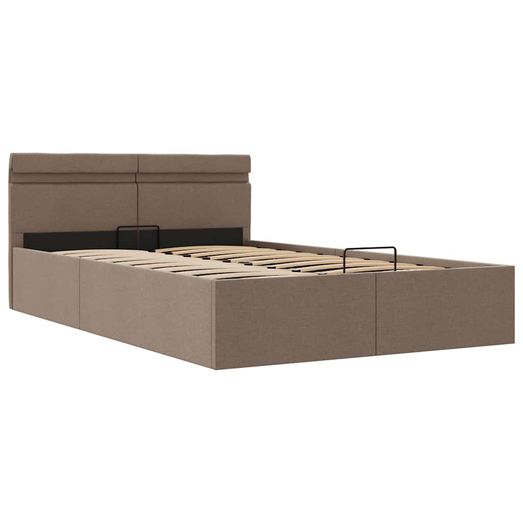 vidaXL Rama łóżka z podnośnikiem i LED, taupe, tkanina, 140 x 200 cm