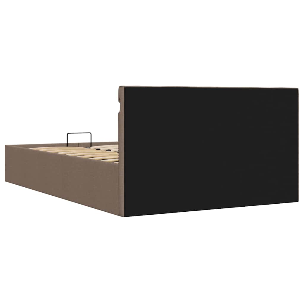 vidaXL Rama łóżka z podnośnikiem i LED, taupe, tkanina, 140 x 200 cm