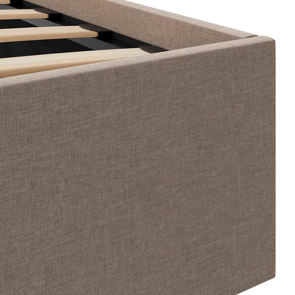 vidaXL Rama łóżka z podnośnikiem i LED, taupe, tkanina, 140 x 200 cm