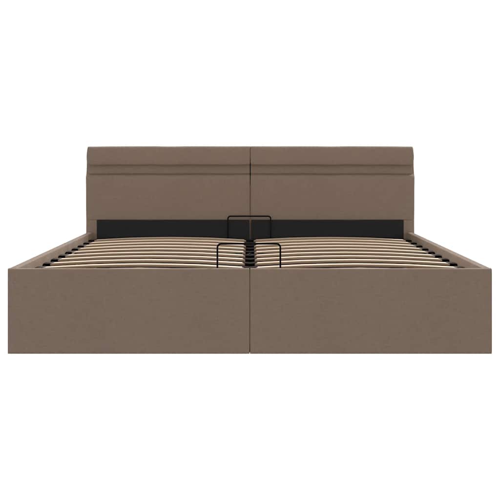 vidaXL Rama łóżka z podnośnikiem i LED, taupe, tkanina, 160 x 200 cm