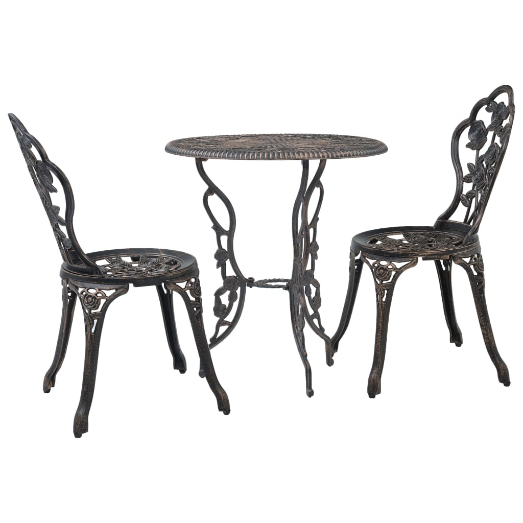 vidaXL 3-cz. zestaw mebli bistro ze stopu aluminium