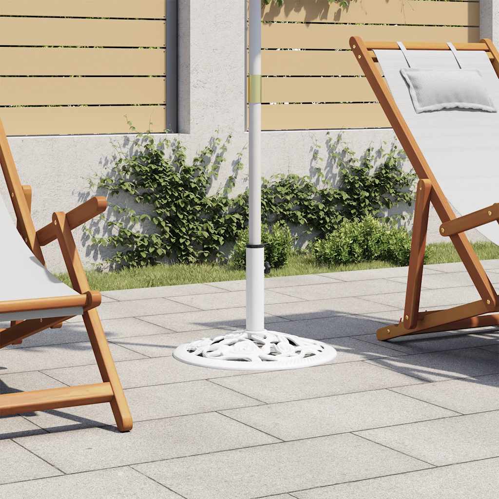 vidaXL Podstawa pod parasol, biała, 12 kg, 48 cm, żeliwo