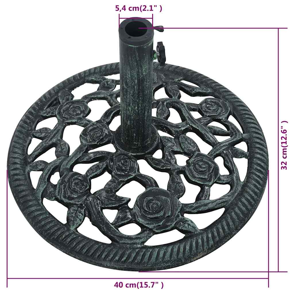 vidaXL Podstawa pod parasol, zielona, 9 kg, 40 cm, żeliwo