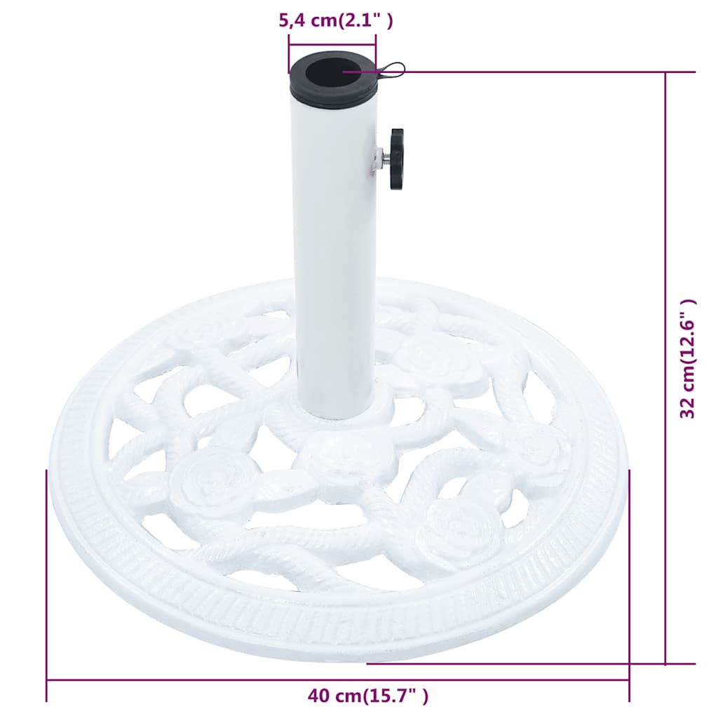 vidaXL Podstawa pod parasol, biała, 9 kg, 40 cm, żeliwo