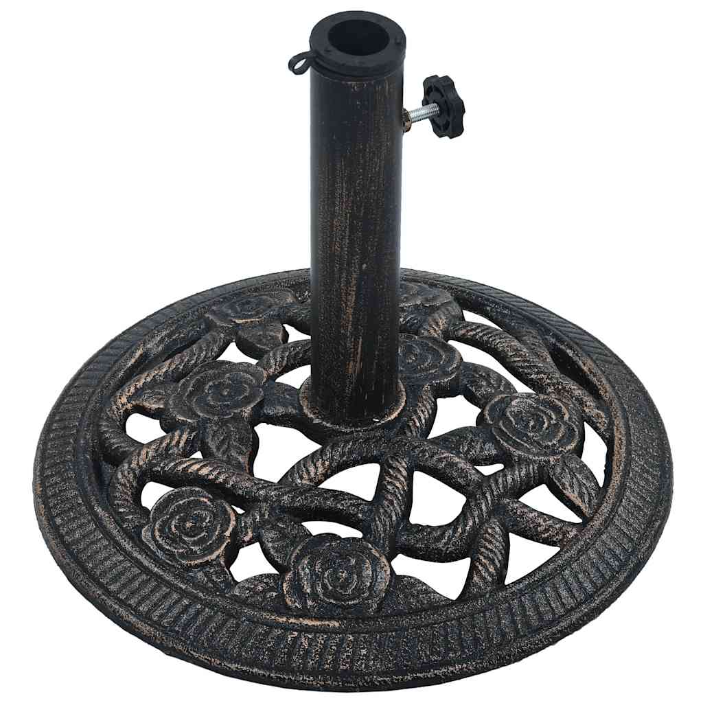 vidaXL Podstawa pod parasol, czarny i brąz, 9 kg, 40 cm, żeliwo