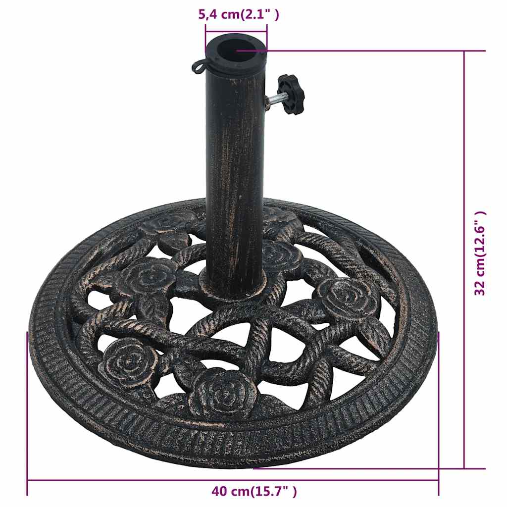 vidaXL Podstawa pod parasol, czarny i brąz, 9 kg, 40 cm, żeliwo