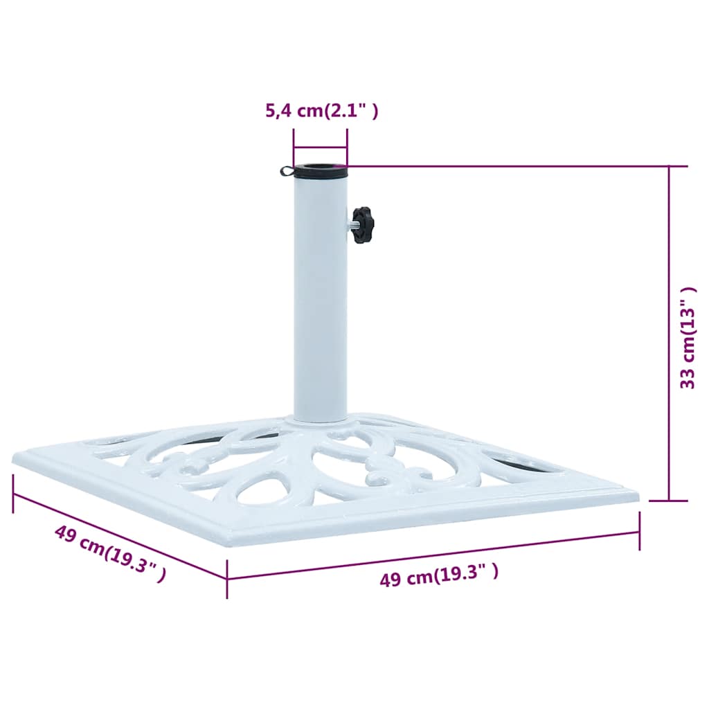vidaXL Podstawa pod parasol, biała, 12 kg 49 cm, żeliwo