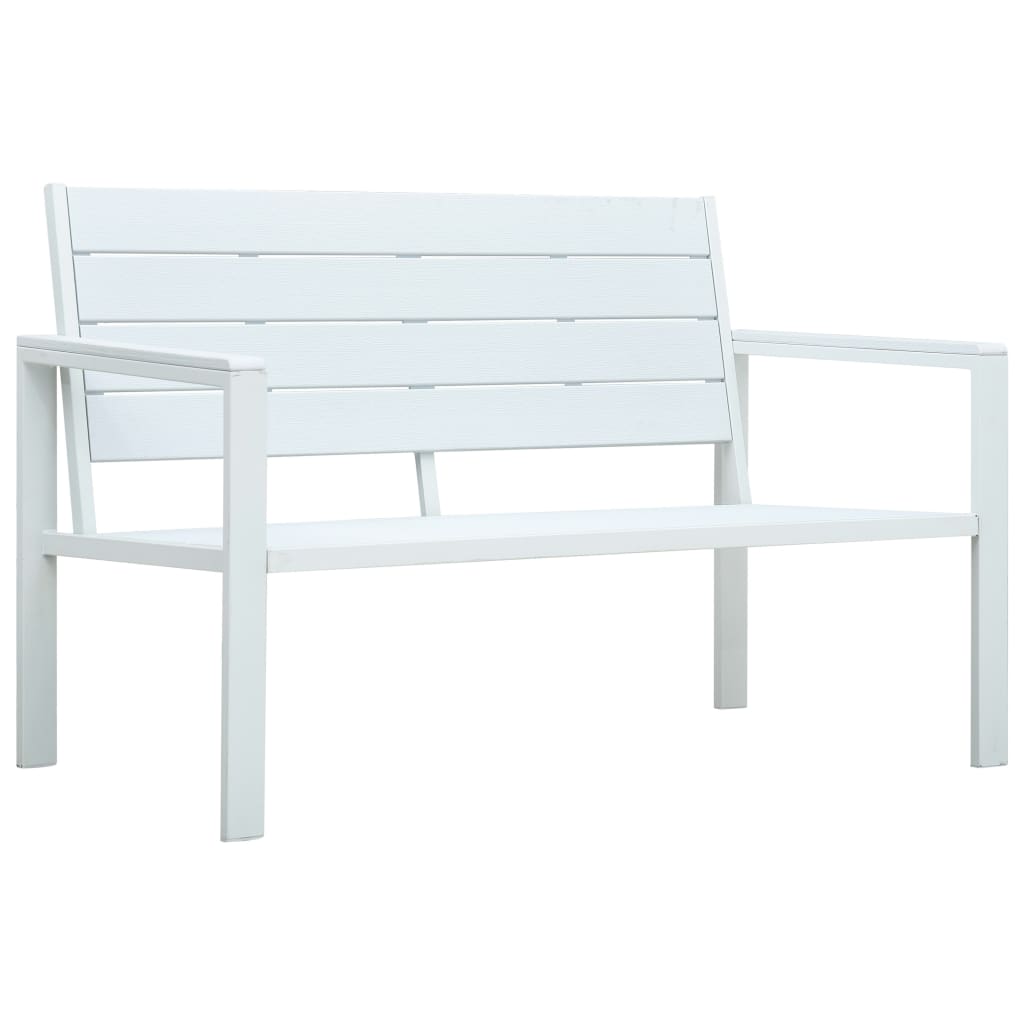 vidaXL Ławka ogrodowa, 120 cm, biała, HDPE o wyglądzie drewna