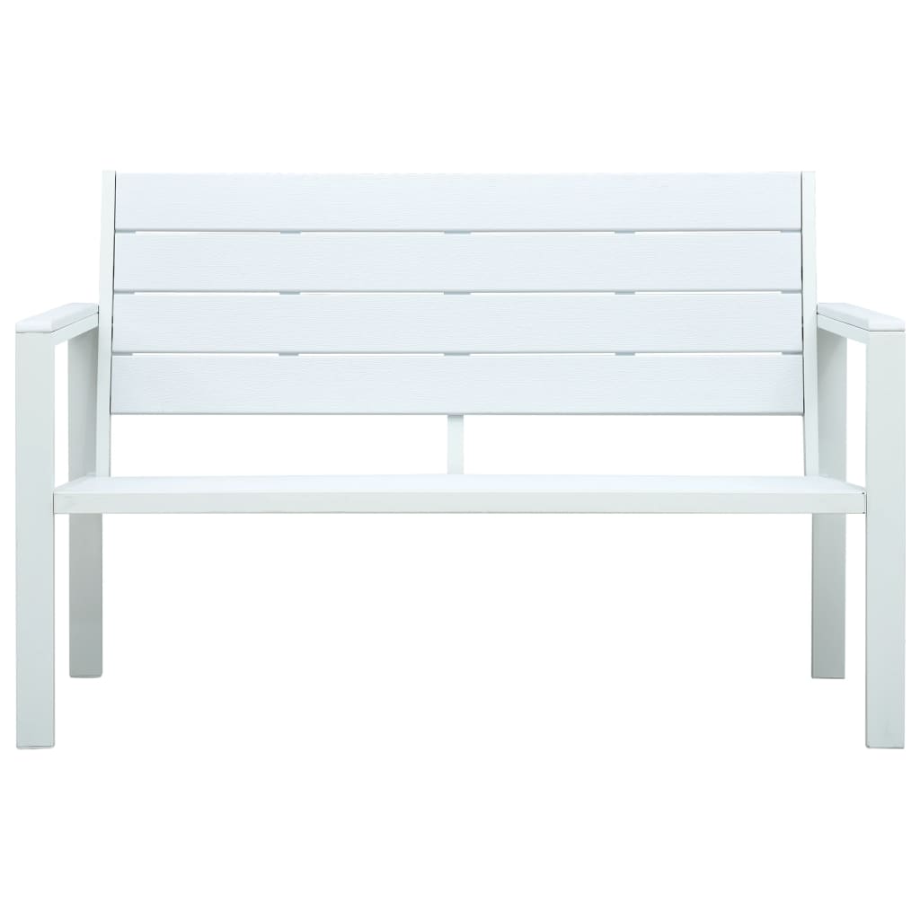vidaXL Ławka ogrodowa, 120 cm, biała, HDPE o wyglądzie drewna