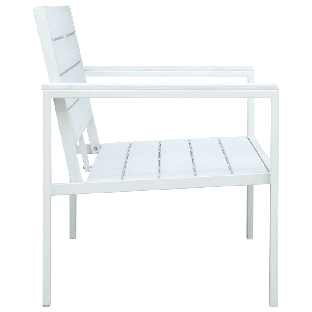vidaXL Ławka ogrodowa, 120 cm, biała, HDPE o wyglądzie drewna