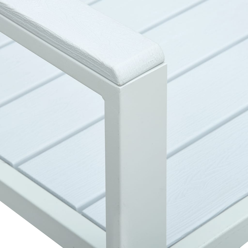 vidaXL Ławka ogrodowa, 120 cm, biała, HDPE o wyglądzie drewna