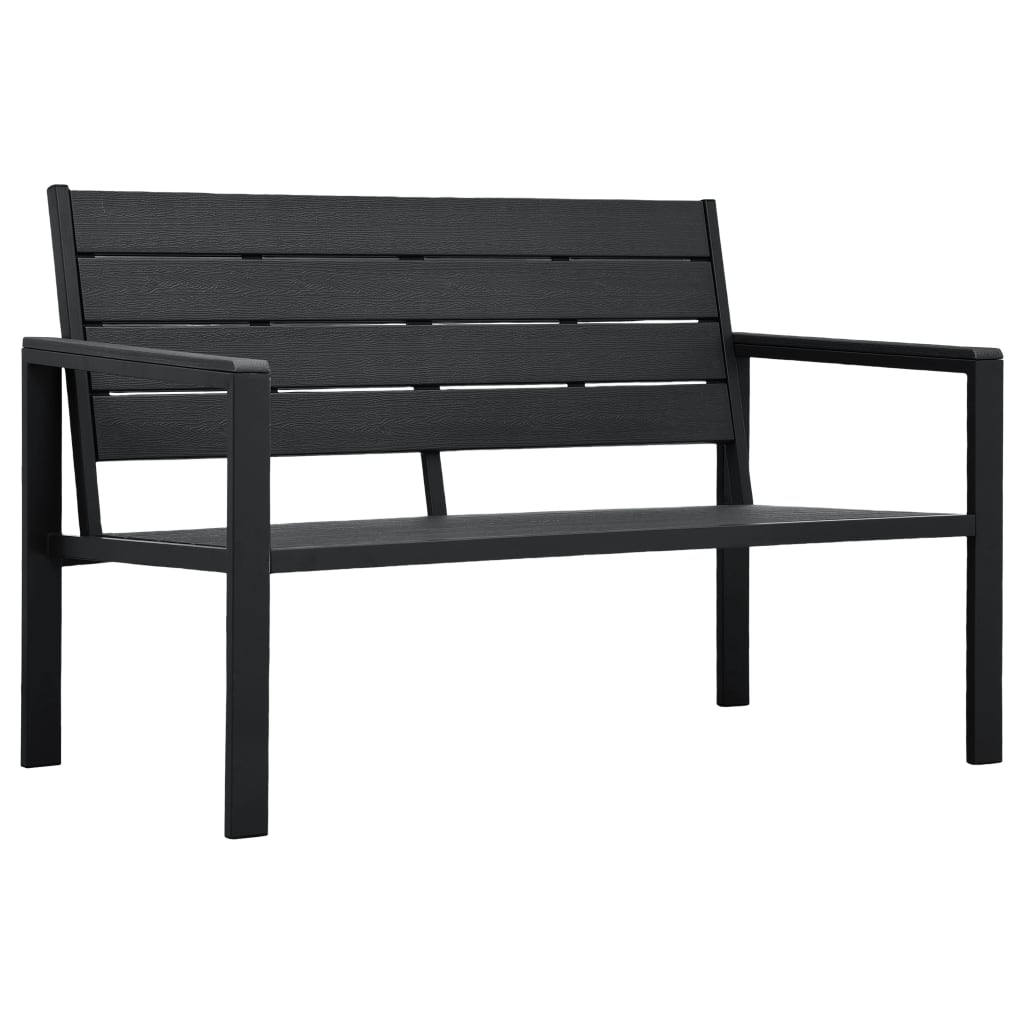 vidaXL Ławka ogrodowa, 120 cm, czarna, HDPE o wyglądzie drewna